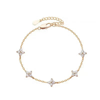 Four-Leaf Flower Zircon Bracelet